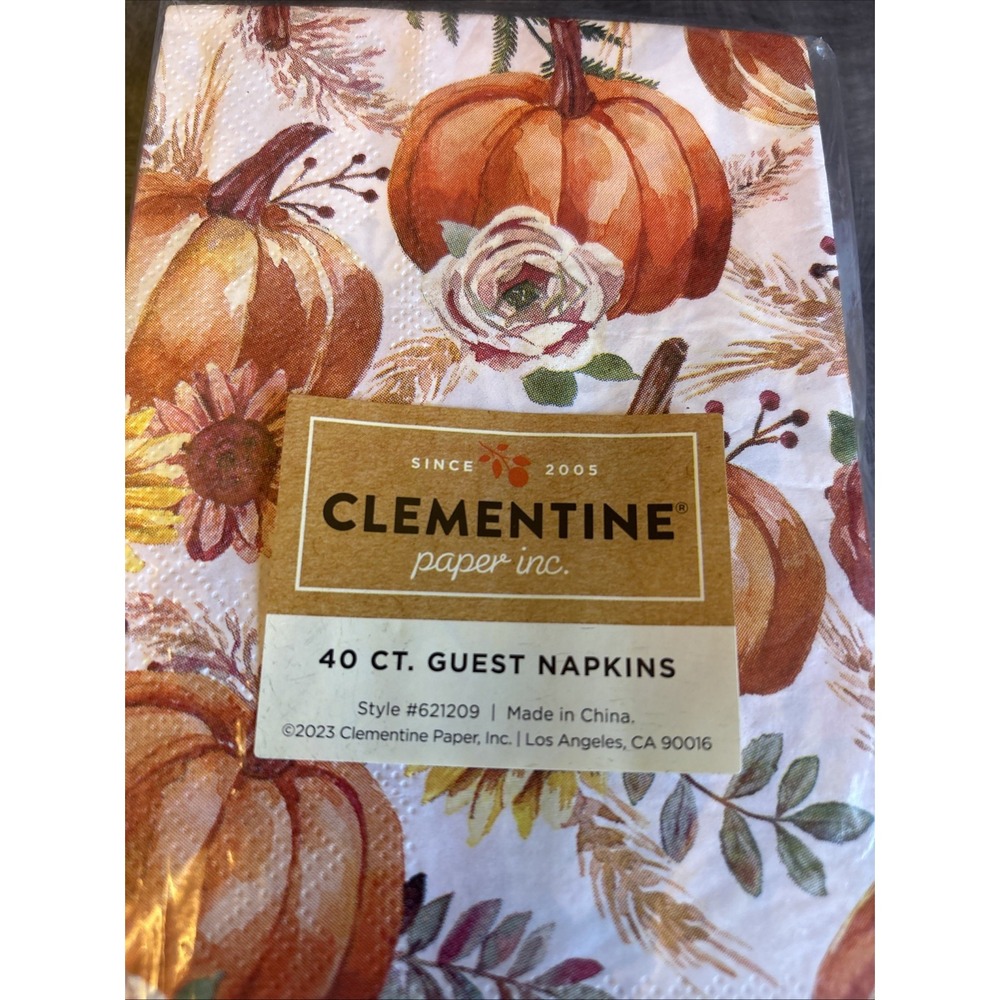 Clementine Autumn Fall Pumpkins Paper Napkins Guest Hand Towels 40 CT 621209 NEW